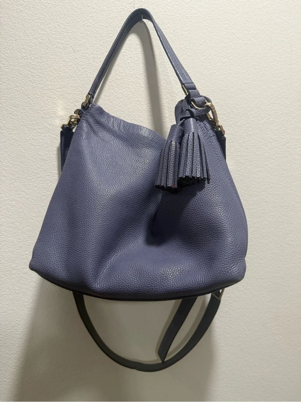Kate Spade Pebbled Leather Hobo Shoulder Crossbody Bag Blue